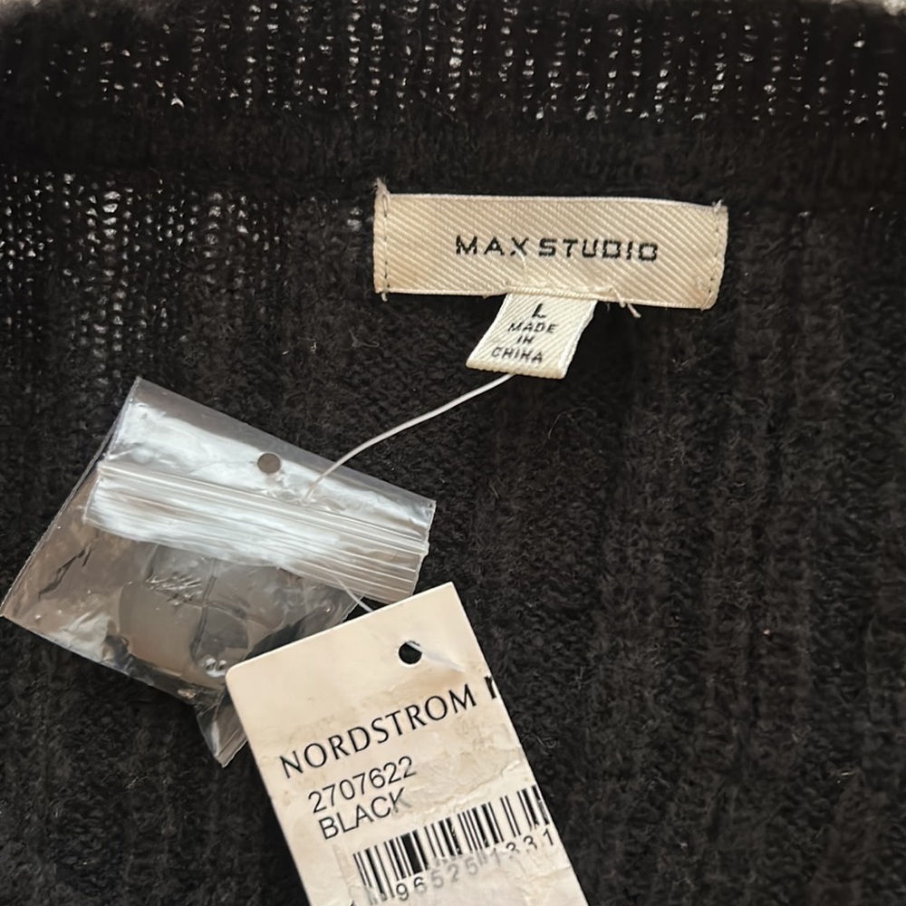 NWT Max Studio Pullover Cardigan sweater, black, women’s size Large. - Picture 5 of 7